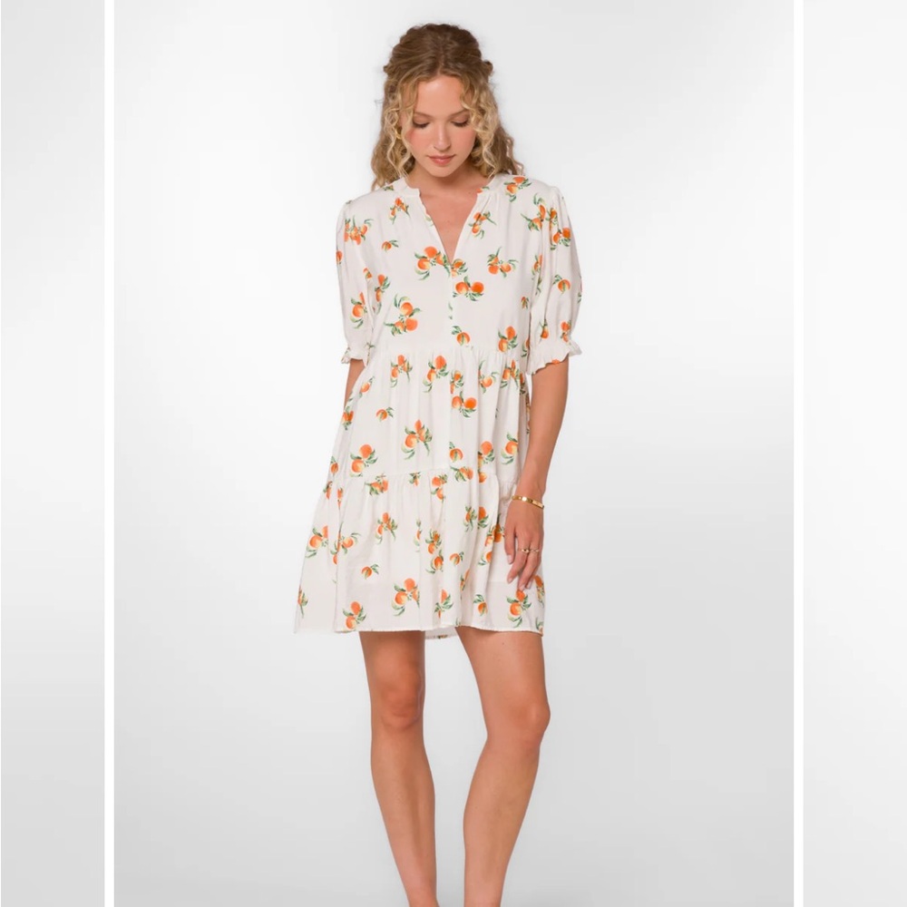 Velvet Heart Peachy Midi Dress with Fully Lined Ruffled Bottom.New